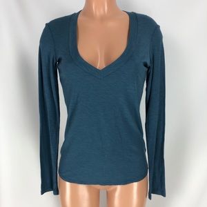 James Perse Relaxed V-Neck Long Sleeve T-Shirt